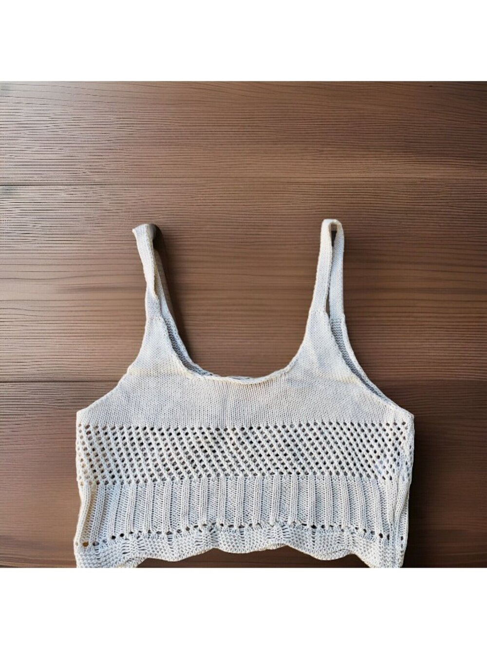 Swell Beige Crochet Crop Top Size L Boho Beach Festival